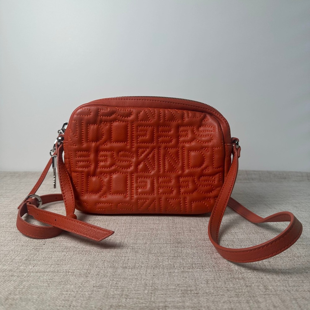 Liebeskind Berlin Orange Leather Logo Crossbody Camera Bag